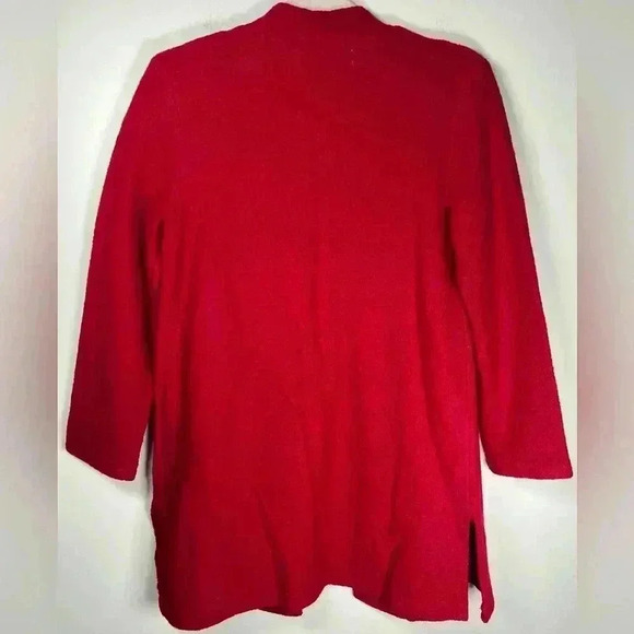 Kasper Open Front Cardigan Sweater Red Cozy Wool Blend Women’s Size XS - Picture 4 of 9